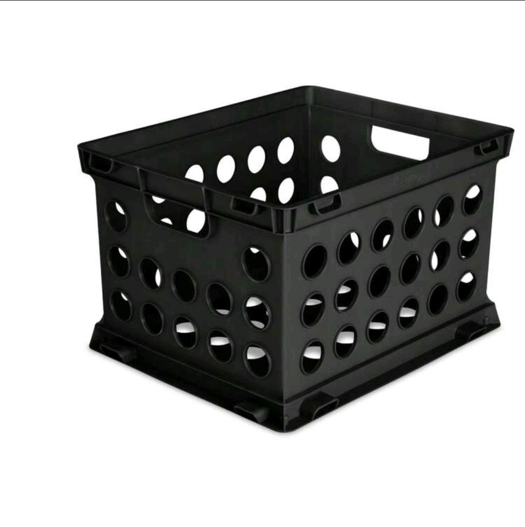 Stackable Black File Storage Crate With Through Handles  Local  For Letter Or Legal Size Documents
