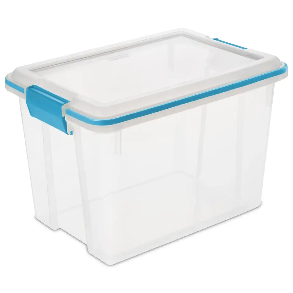 20 Quart Clear Plastic Storage Bins With Latching Lid And  Local  Weather-Resistant Gasket Seal, Stackable Organizer Container For Home Garage Pantry Closet Organization, Blue
