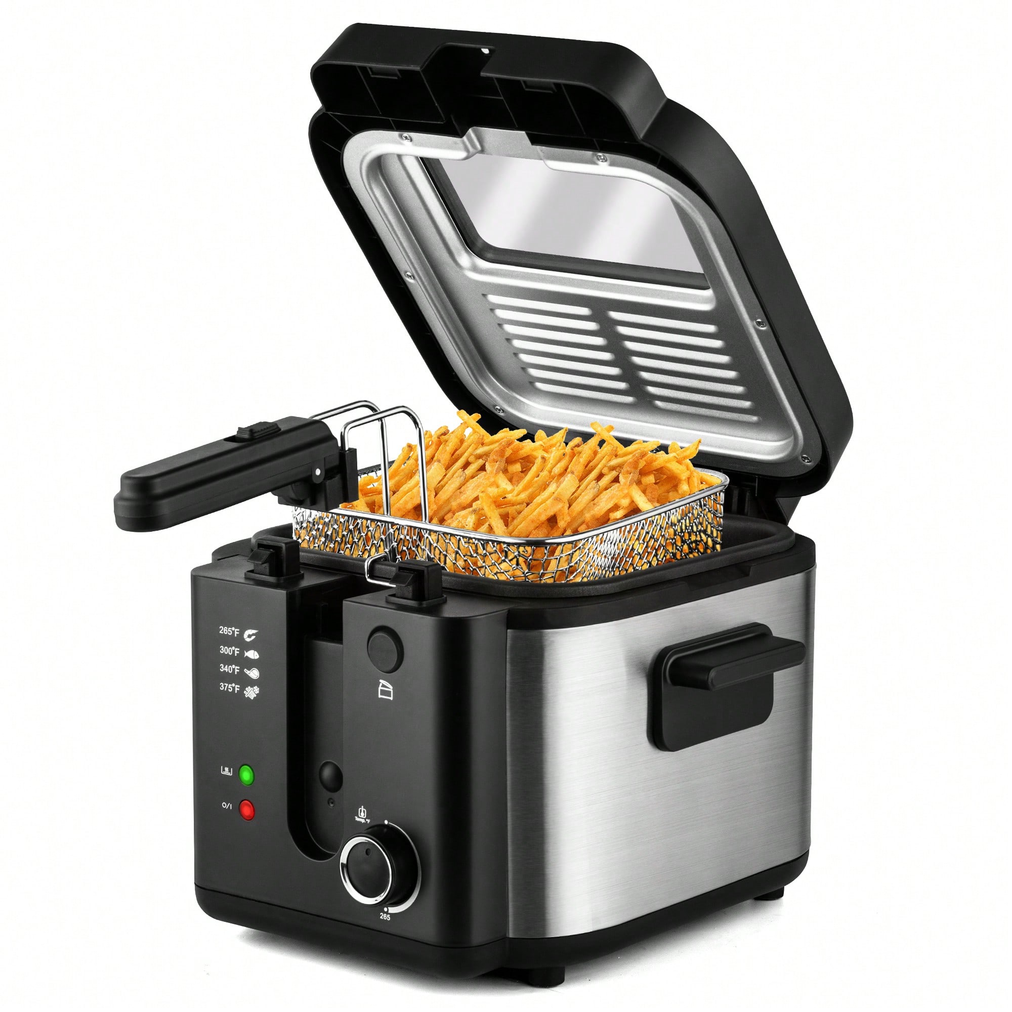 Deep Fryer With Basket, 1500W Electric Deep Fryers For Home Use With Temperature Control, Removable Lid And 2.5L Non-Stick Inner Pot Easy To Clean 304 Stainless Steel